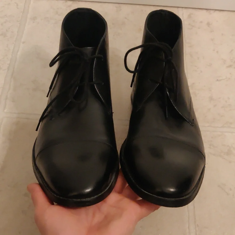 Bostonian Hommes Black Leather Men's Chukka Ankle Shoes Boots Y2k Academia Retro